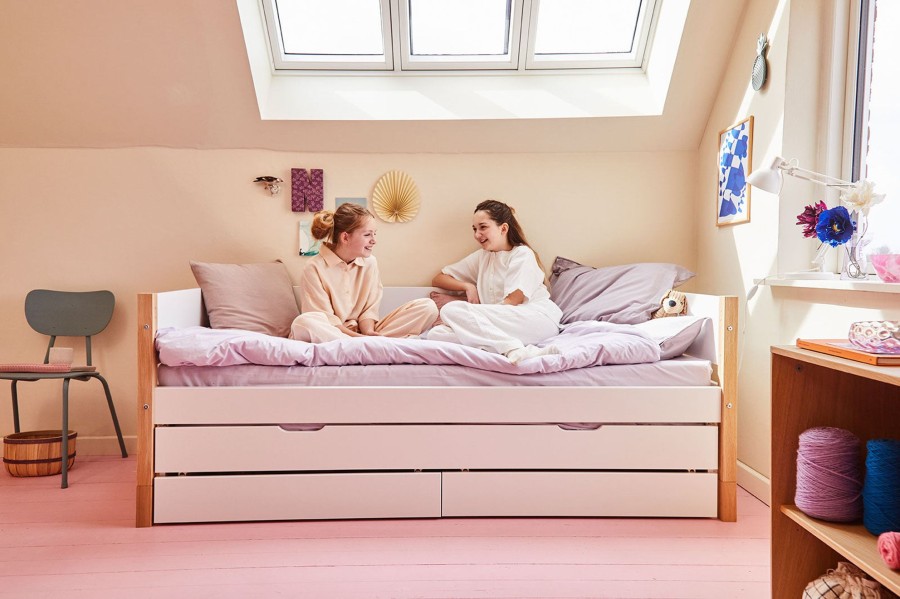 Best FLEXA Bedbank Met Onderschuifbed En 2 Laden White/Oak