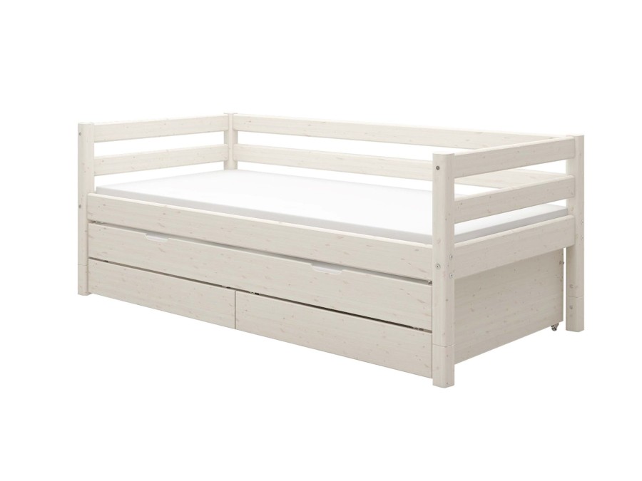 Clearance FLEXA Eenpersoonsbed Met Uitschuifbaar Bed White Washed Pine