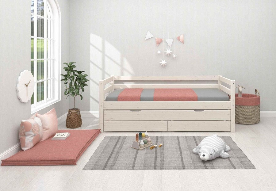 Clearance FLEXA Eenpersoonsbed Met Uitschuifbaar Bed White Washed Pine