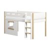 Best FLEXA Halfhoogslaper, Rechte Ladder En Boomhut Bedfronten, Eiken Frame White/Oak