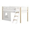 Clearance FLEXA Halfhoogslaper, Schuine Ladder En Boomhut Bedfronten, Wit Frame. White/Oak