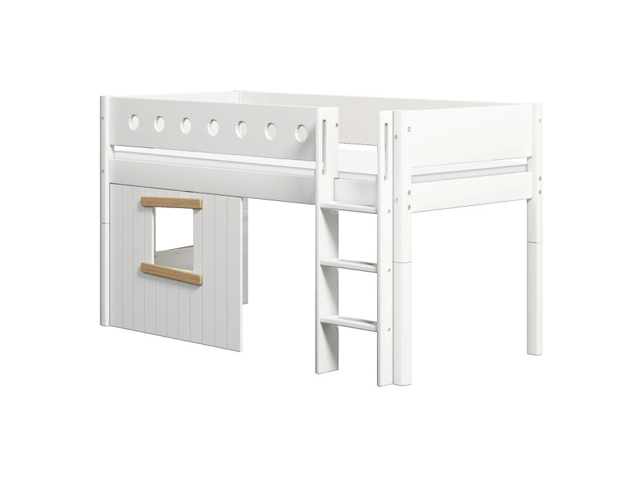 Wholesale FLEXA Halfhoogslaper, Rechte Ladder En Boomhut Bedfronten, Eiken Frame White/Oak