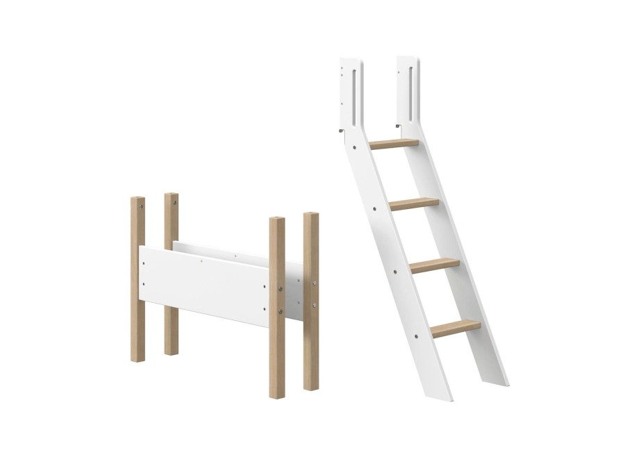 Online FLEXA Nor - Schuine Ladder En Onderzetpoten Voor Verhoogde Halfhoogslaper White/Oak