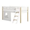 Clearance FLEXA Halfhoogslaper, Schuine Ladder En Boomhut Bedfronten, Wit Frame. White/Oak