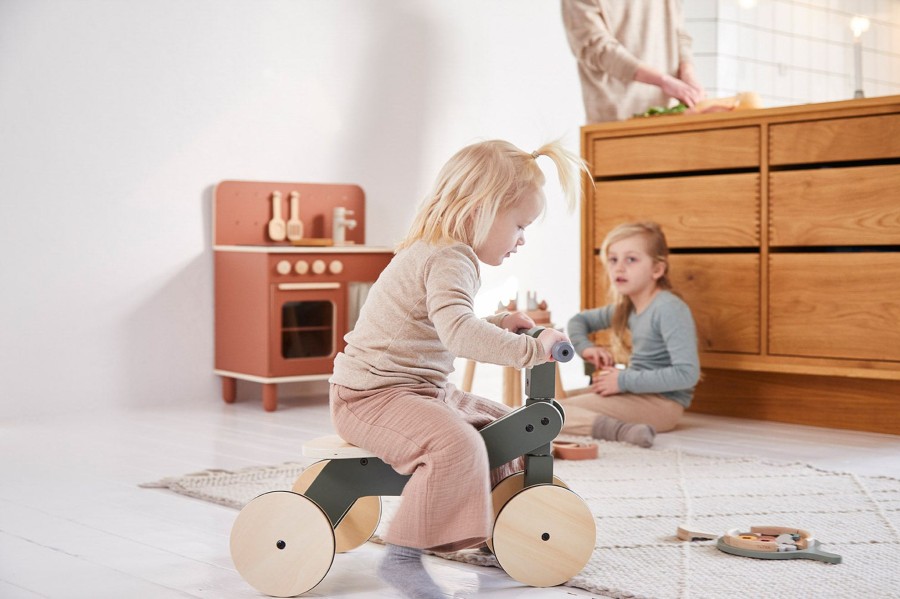 Hot FLEXA De Balance Bike Voor Peuters Dusty Green/Birch Plywood