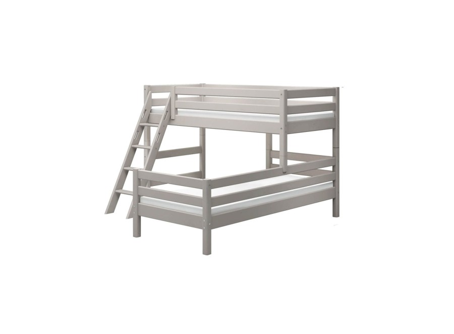 Hot FLEXA Verhoogde Halfhoogslaper M. Schuine Ladder Grey Washed Pine