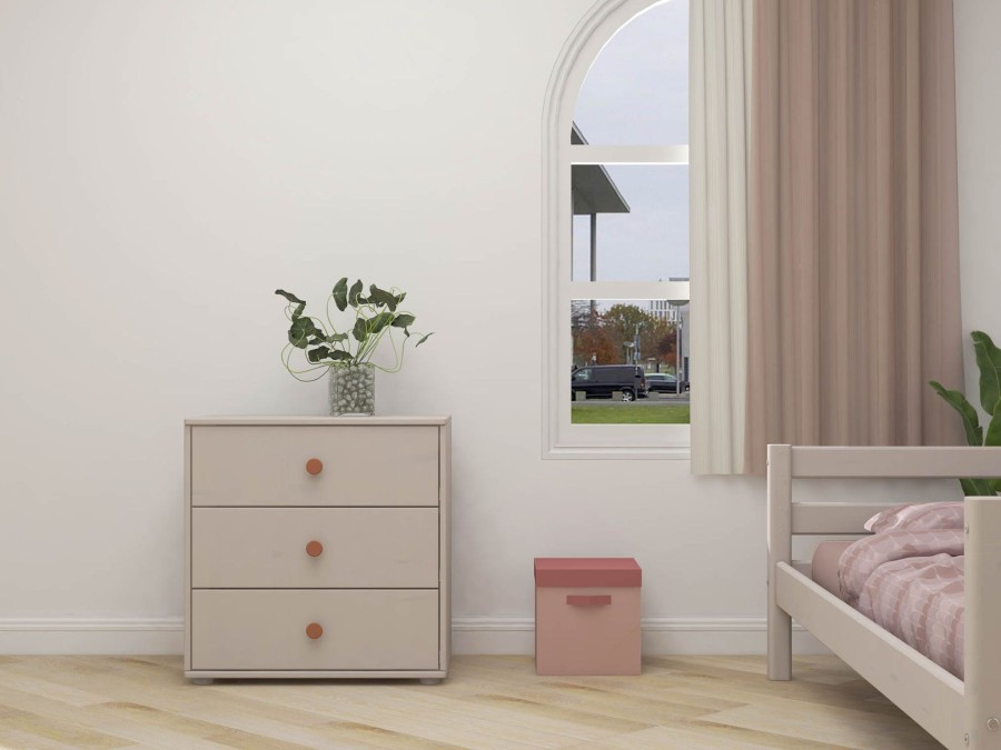 Best FLEXA Ladekast Met 3 Laden Light Blush/Grey Washed Pine