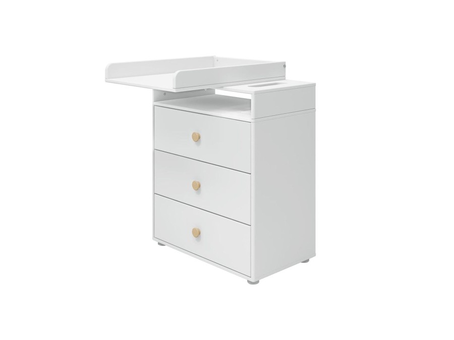 Online FLEXA Commode, 3 Laden White/Oak