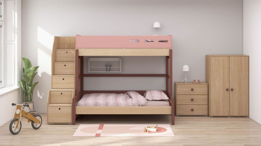 Wholesale FLEXA Familiebed Met Trap Cherry/Oak