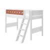 New FLEXA Verhoogde Halfhoogslaper M. Schuine Ladder White/Blush