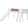 Online FLEXA Halfhoogslaper M. Schuine Ladder En Glijbaan White/Blush