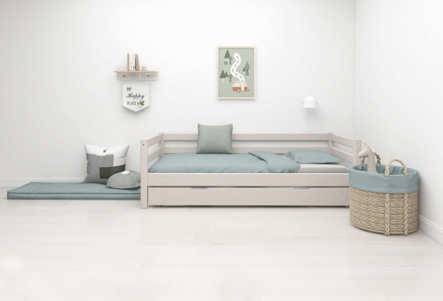 Clearance FLEXA Eenpersoonsbed Met Uitschuifbaar Bed Grey Washed Pine