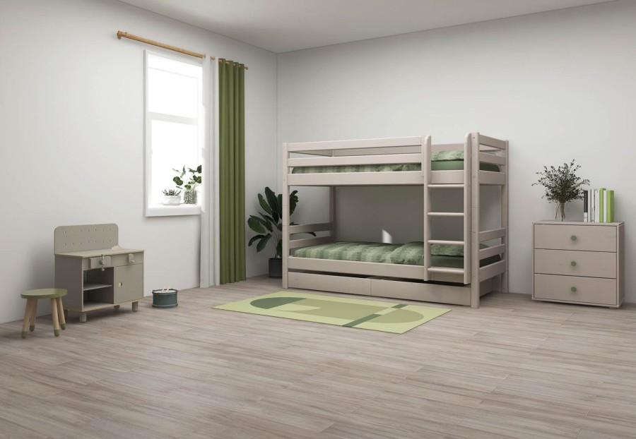 Online FLEXA Stapelbed Met Rechte Ladder Grey Washed Pine