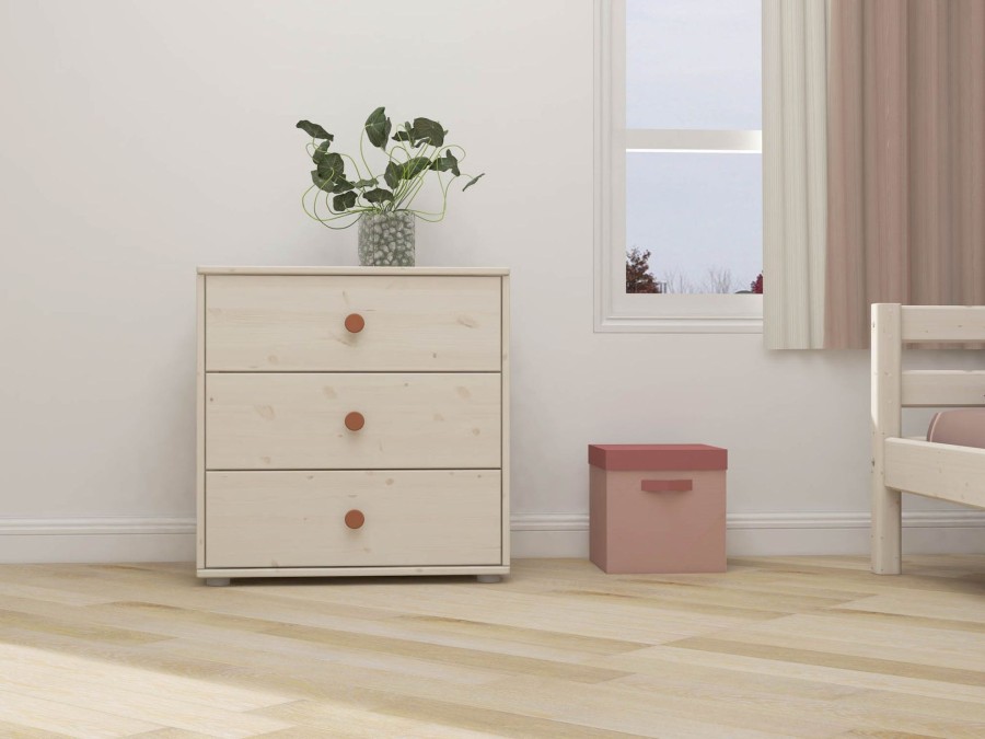 Clearance FLEXA Ladekast Met 3 Laden Light Blush/White Washed Pine