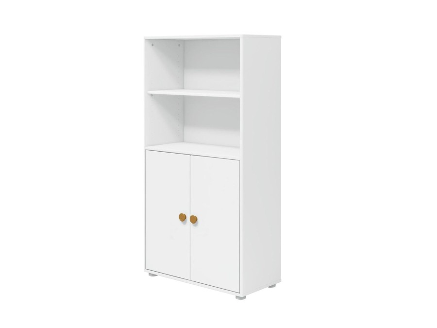 Clearance FLEXA Midi-Boekenkast, 2 Deuren White/Mustard