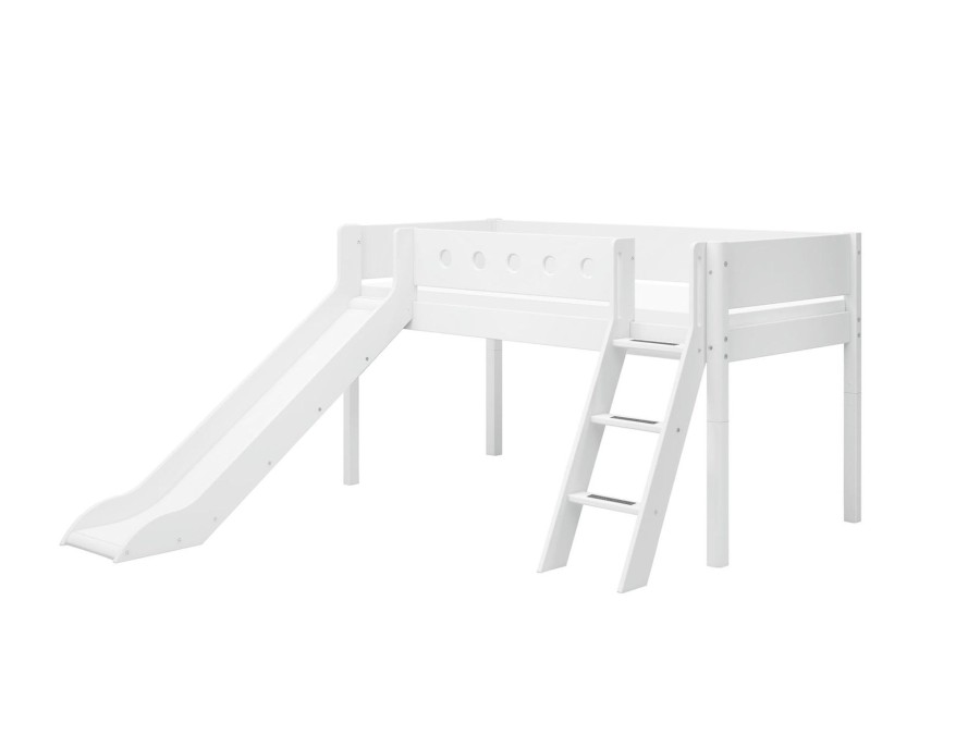 Online FLEXA Halfhoogslaper M. Schuine Ladder En Glijbaan White