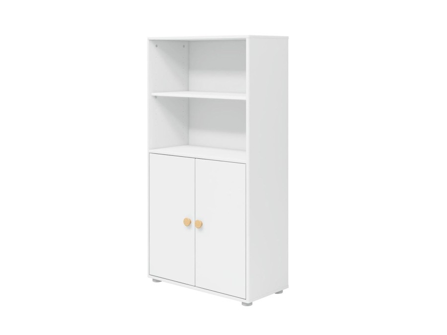 Hot FLEXA Midi-Boekenkast, 2 Deuren White/Oak