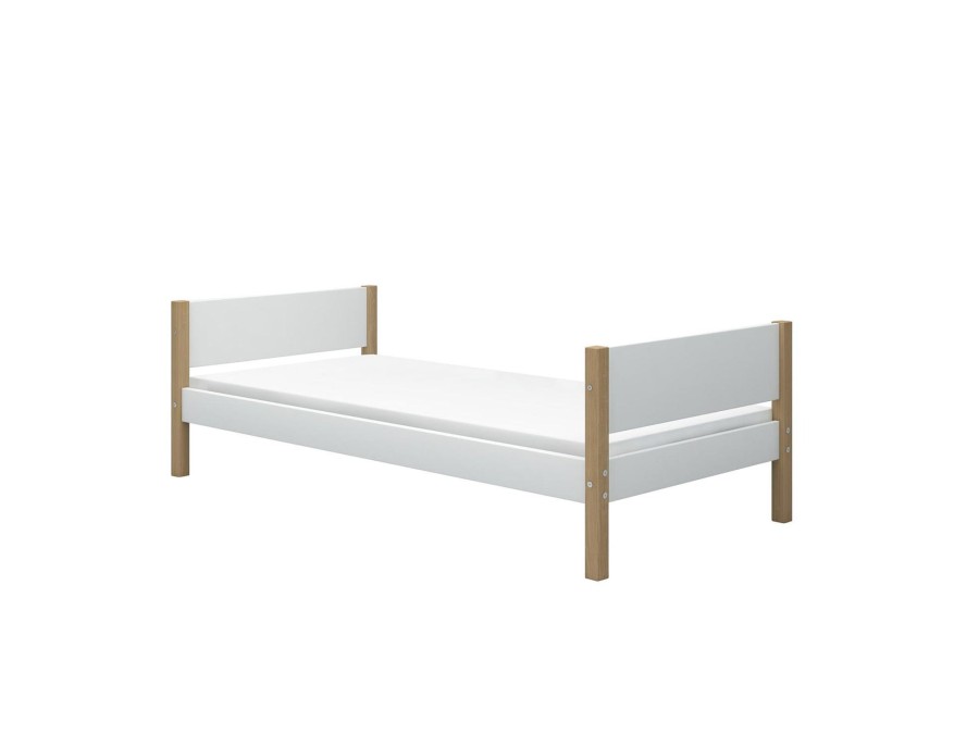 New FLEXA Eenpersoonsbed White/Oak