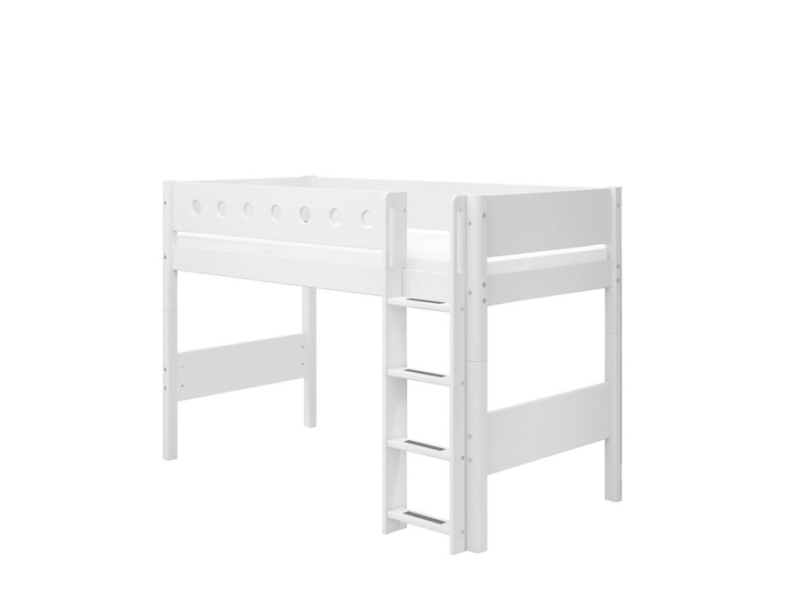 Clearance FLEXA Verhoogde Halfhoogslaper M. Rechte Ladder White