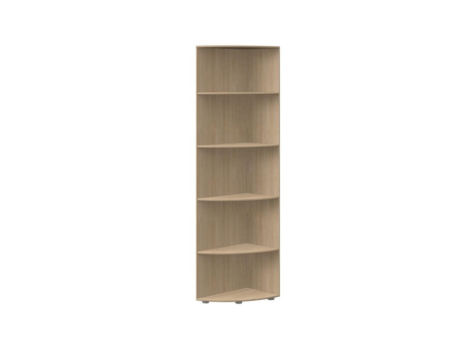 Hot FLEXA Hoekboekenkast, 4 Planken Eiken