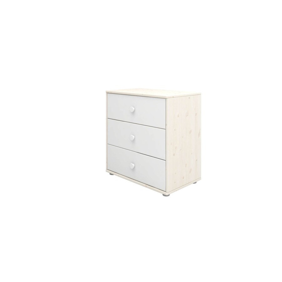 Clearance FLEXA Ladekast Met 3 Laden White/White Washed Pine