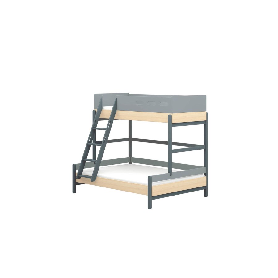 Wholesale FLEXA Familiebed Met Schuine Ladder Blueberry/Oak