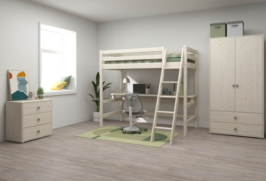 Best FLEXA Hoogslaper Met Casa Module White Washed Pine