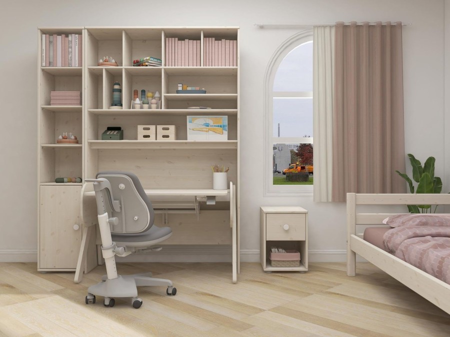 Clearance FLEXA Boekenkast Voor Bureau, Hoog White Washed Pine