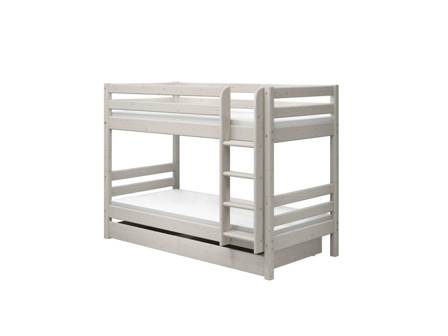 Wholesale FLEXA Stapelbed Met Rechte Ladder White Washed Pine