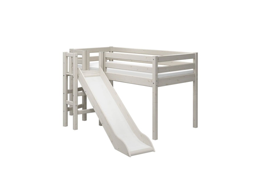 Hot FLEXA Halfhoogslaper M. Platform En Glijbaan White Washed Pine