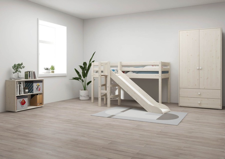 Hot FLEXA Halfhoogslaper M. Platform En Glijbaan White Washed Pine