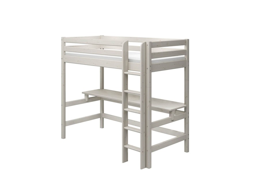 Hot FLEXA Hoogslaper Met Rechte Ladder En Bureau White Washed Pine