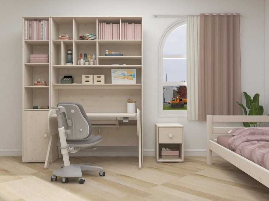 Clearance FLEXA Boekenkast Voor Bureau, Hoog White Washed Pine