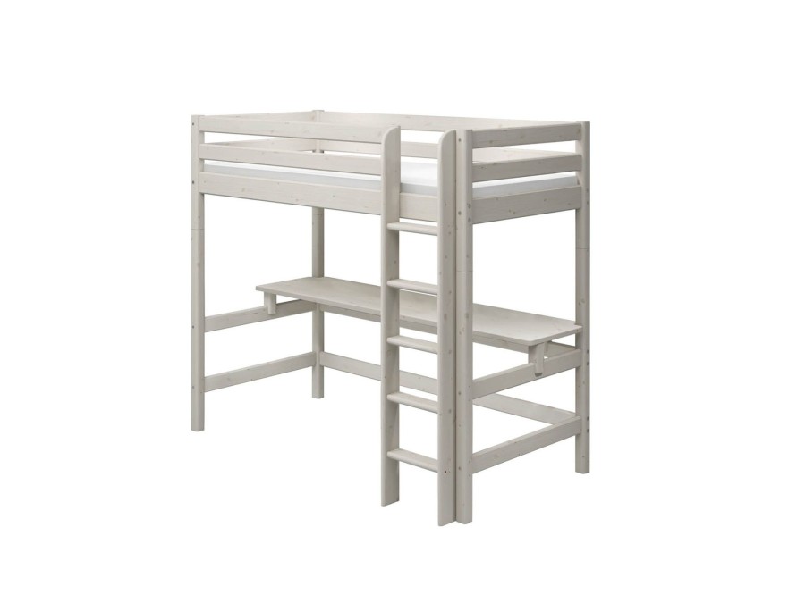 Online FLEXA Hoogslaper Met Rechte Ladder En Bureau White Washed Pine