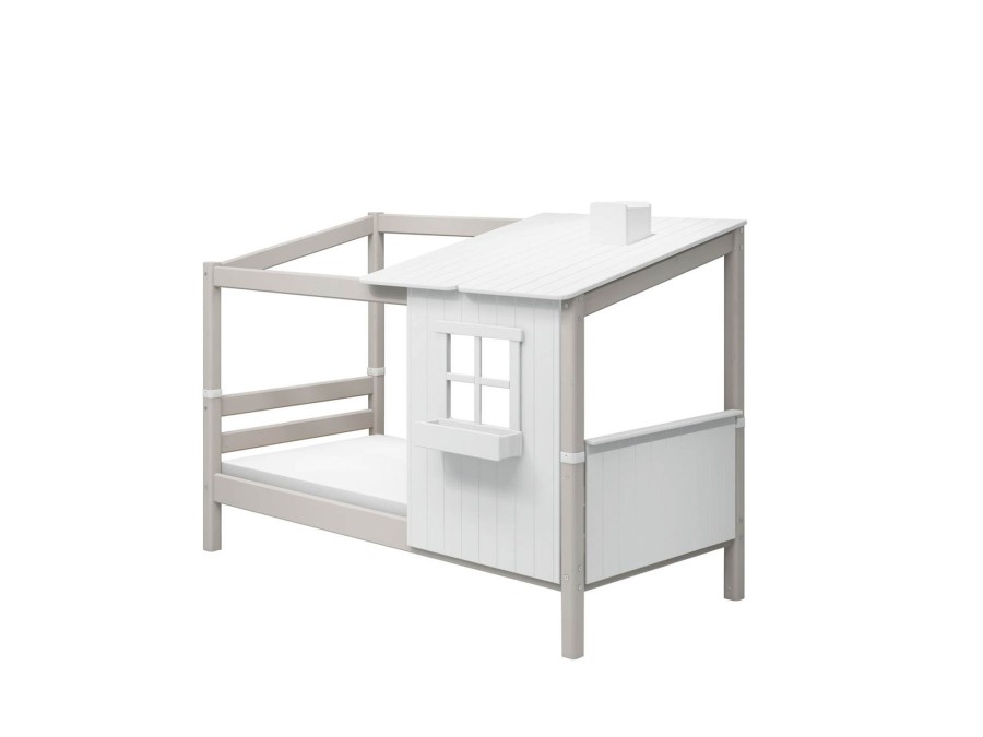 Clearance FLEXA Eenpersoonsbed M. 1/2 Classic-Huis White/Grey Washed Pine