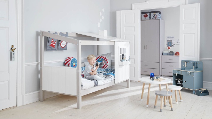 Clearance FLEXA Eenpersoonsbed M. 1/2 Classic-Huis White/Grey Washed Pine