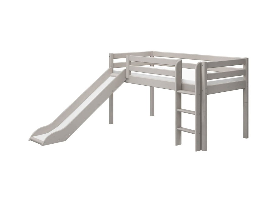 Hot FLEXA Halfhoogslaper M. Rechte Ladder En Glijbaan Grey Washed Pine