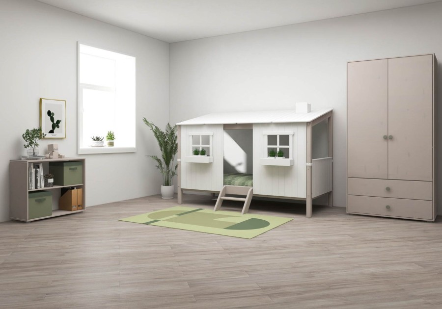 Online FLEXA Eenpersoonsbed Met Classic-Huis White/Grey Washed Pine