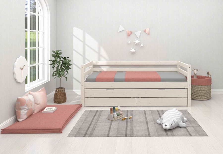 New FLEXA Eenpersoonsbed Met Uitschuifbaar Bed White Washed Pine