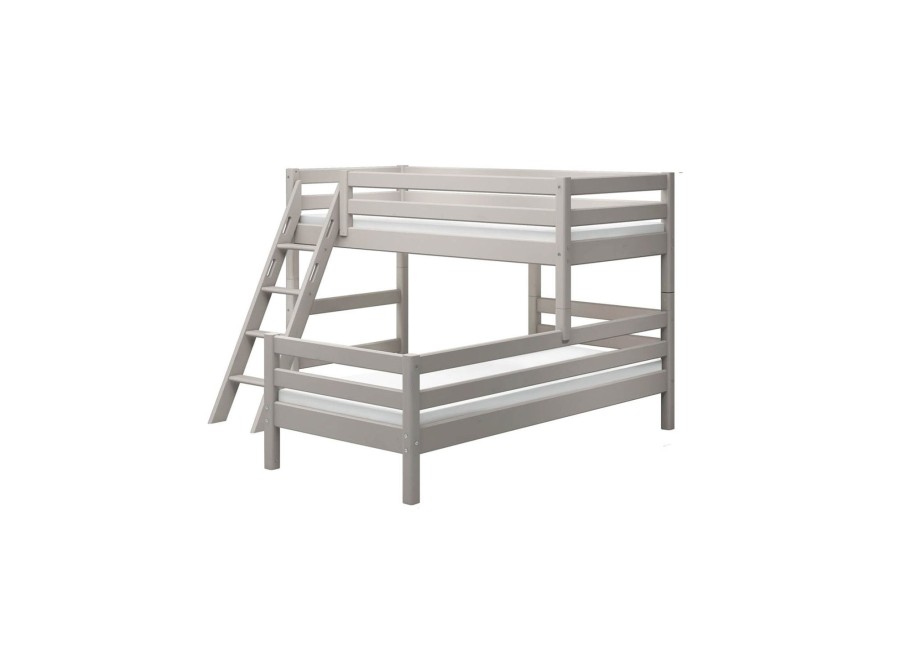 Clearance FLEXA Verhoogde Halfhoogslaper M. Schuine Ladder Grey Washed Pine