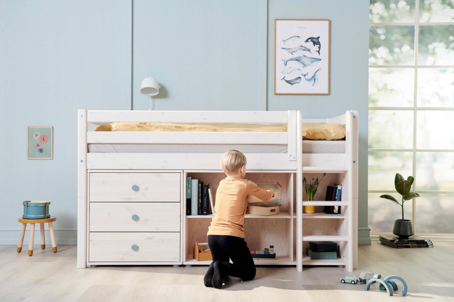 Online FLEXA Boekenkast, 6 Vakken White Washed Pine