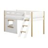 Hot FLEXA Halfhoogslaper, Schuine Ladder En Boomhut Bedfronten, Eiken Frame White/Oak