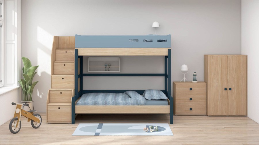 New FLEXA Familiebed Met Trap Blueberry/Oak