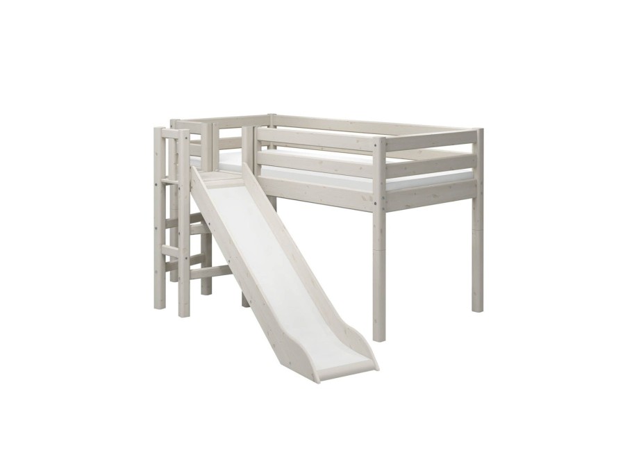 Clearance FLEXA Halfhoogslaper M. Platform En Glijbaan White Washed Pine