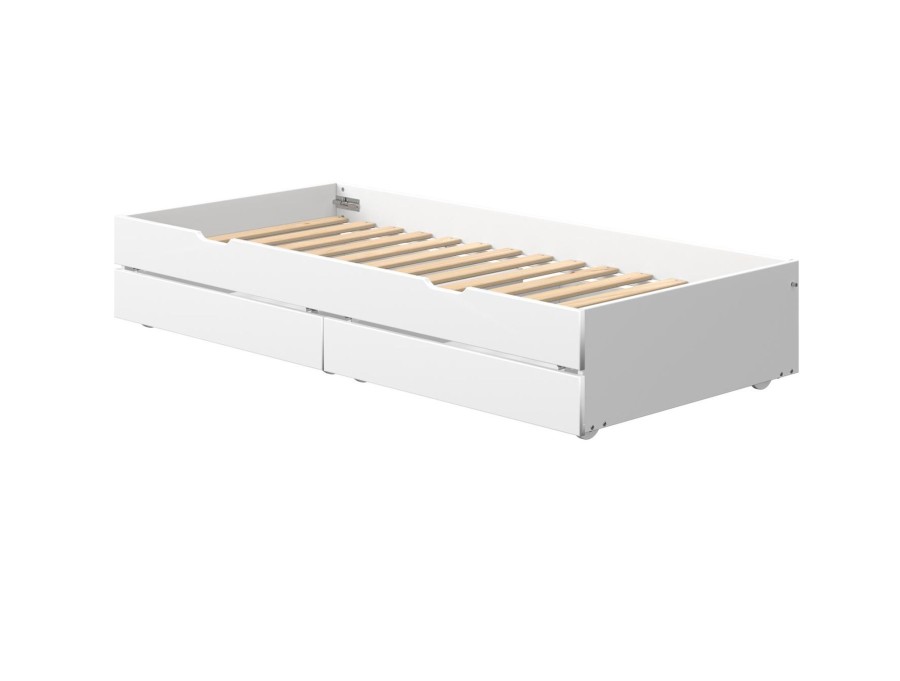 Hot FLEXA Onderschuifbed Met 2 Lades White