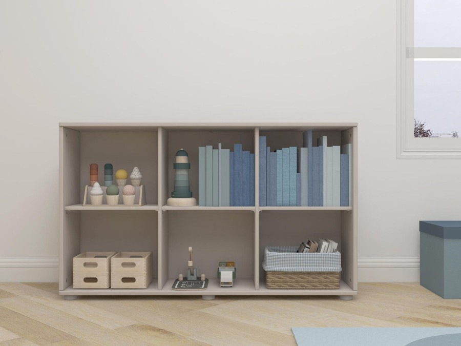 Online FLEXA Boekenkast, 6 Vakken Grey Washed Pine